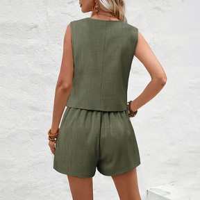 Conjunto Feminino 2 Peças – Colete & Shorts 2025