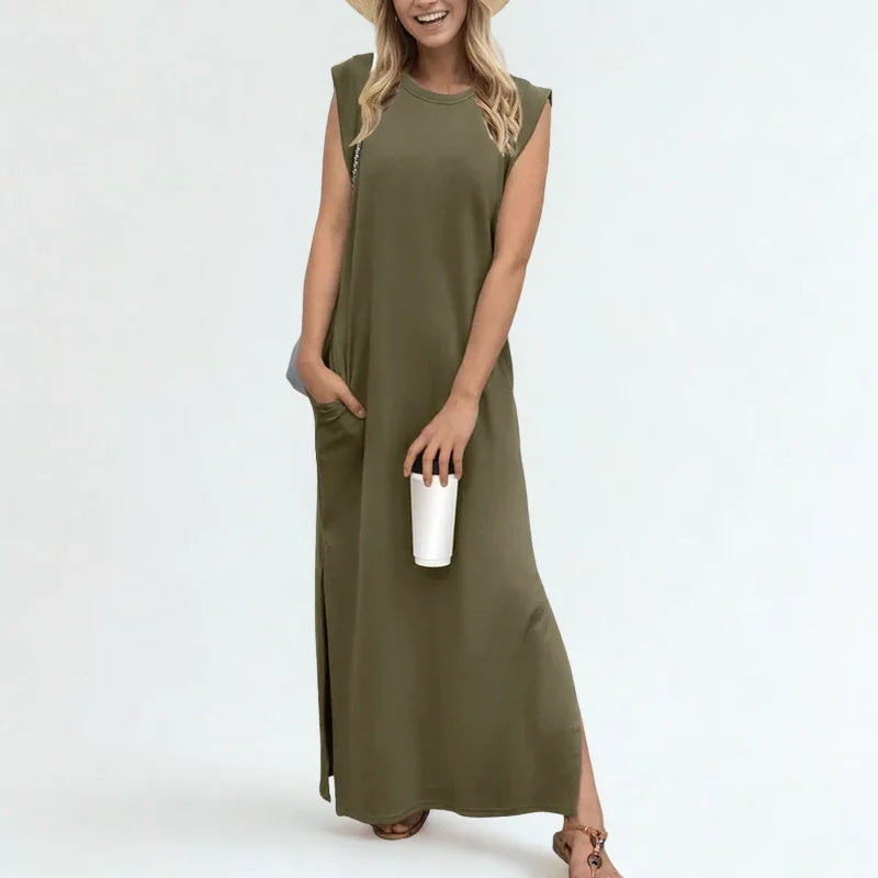 Vestido La Señorita™ em Malha Rayon Super Soltinha com Bolsos Laterais