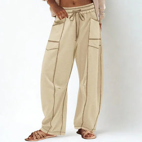 Calça Baggy Anastácia™ em Algodão Misto Super Leve com Cintura Elástica