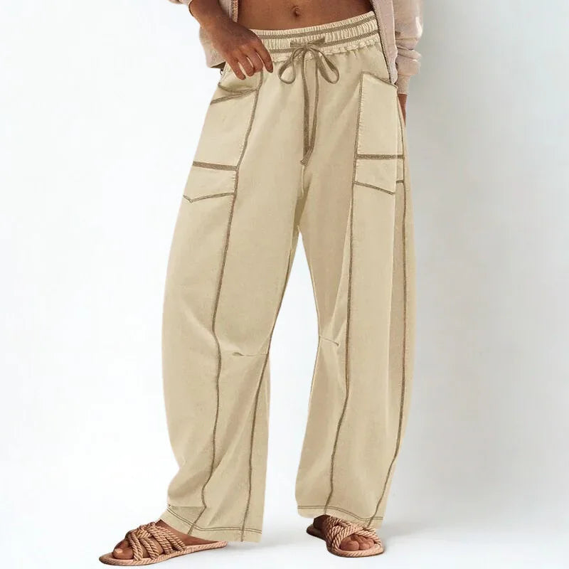 Calça Baggy Anastácia™ em Algodão Misto Super Leve com Cintura Elástica