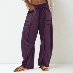 Calça Baggy Anastácia™ em Algodão Misto Super Leve com Cintura Elástica