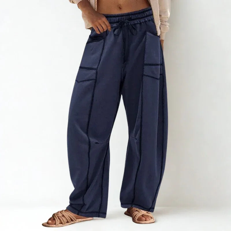 Calça Baggy Anastácia™ em Algodão Misto Super Leve com Cintura Elástica