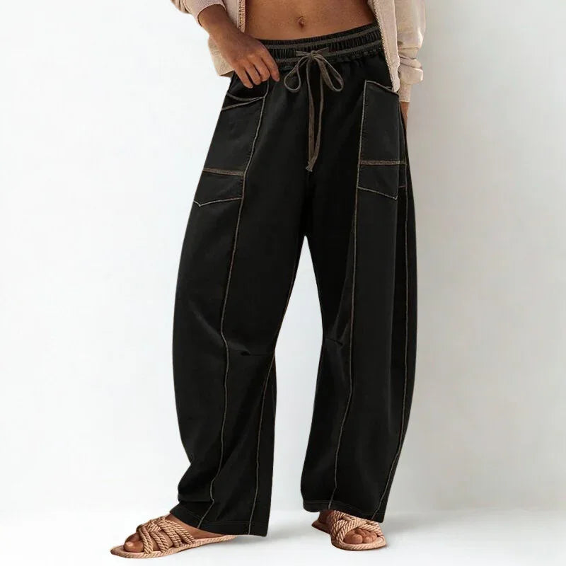 Calça Baggy Anastácia™ em Algodão Misto Super Leve com Cintura Elástica