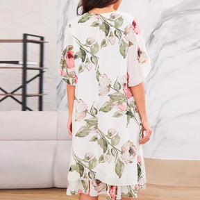 Vestido Di Fiore™ com Estampa Floral e Babado na Barra