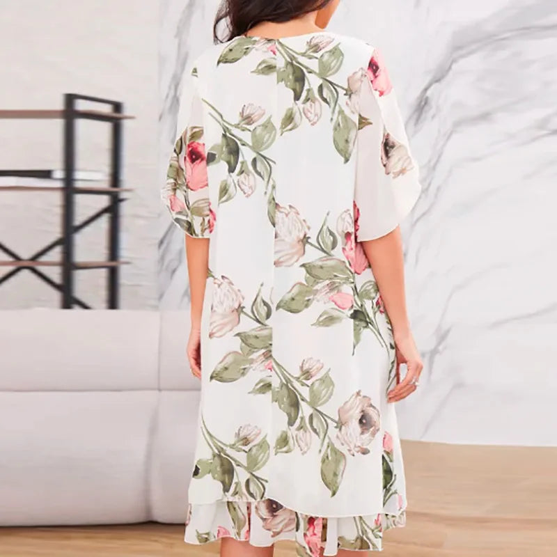 Vestido Di Fiore™ com Estampa Floral e Babado na Barra