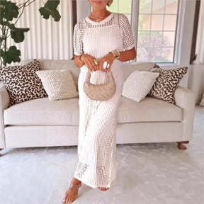 Conjunto Riviera™ com Vestido e Sobreposição Vazada em Crochê