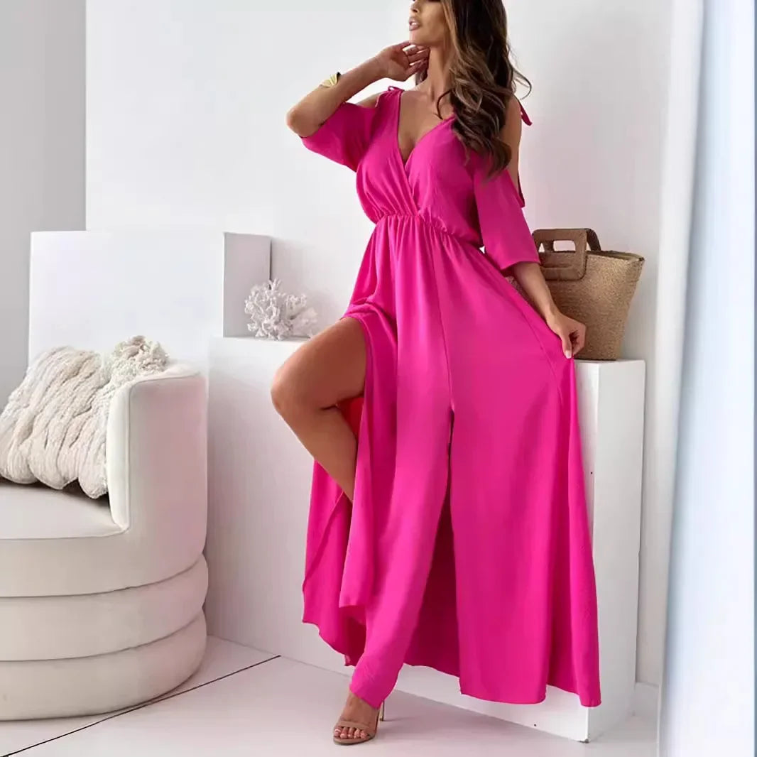 Vestido Sahara™ em Viscose Fluida com Ombros Vazados
