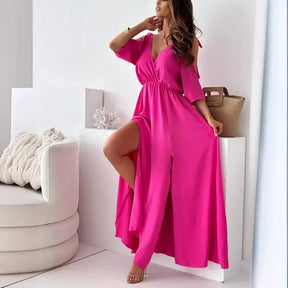 Vestido Sahara™ em Viscose Fluida com Ombros Vazados