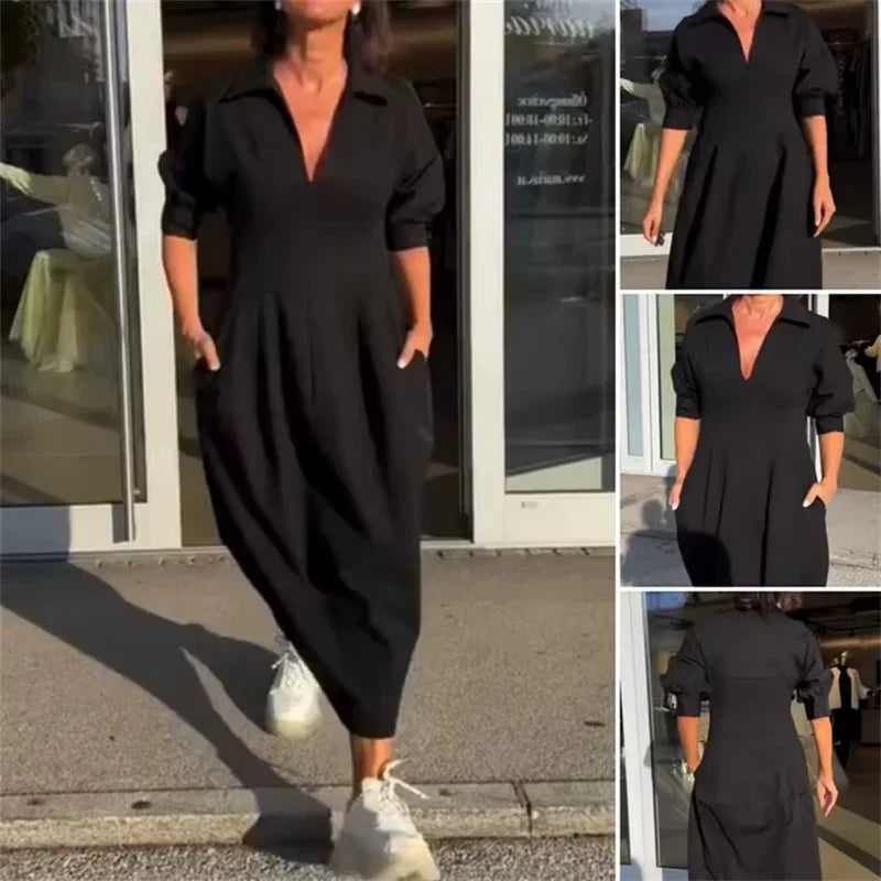 Vestido Alencar™ com Decote Chemise e Corte Midi Estruturado