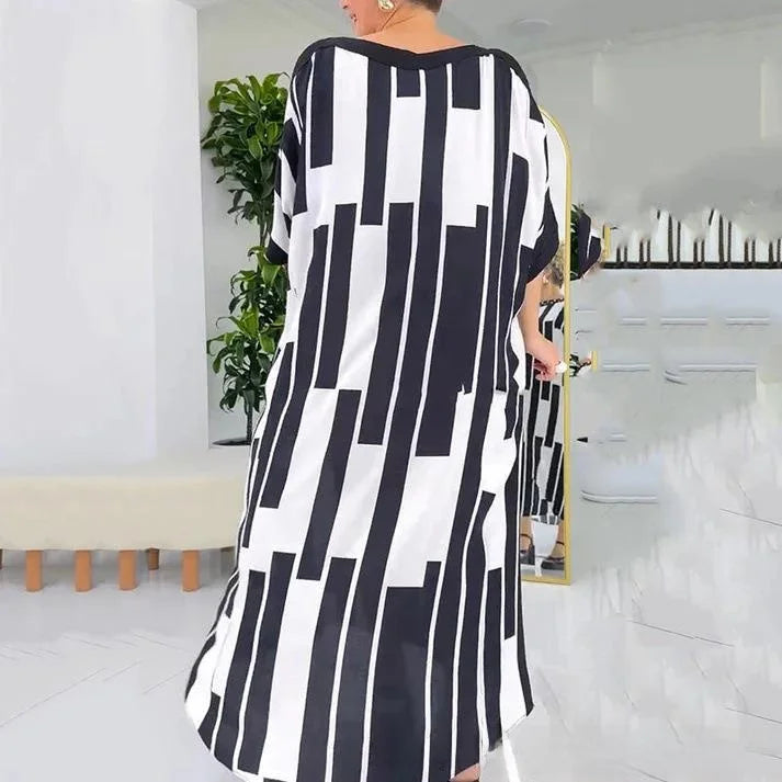 Vestido Palazzo™ Com Detalhe em Pedras e Caimento Estilo Túnica
