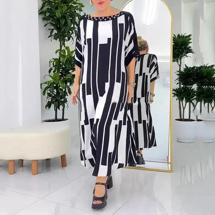 Vestido Palazzo™ Com Detalhe em Pedras e Caimento Estilo Túnica