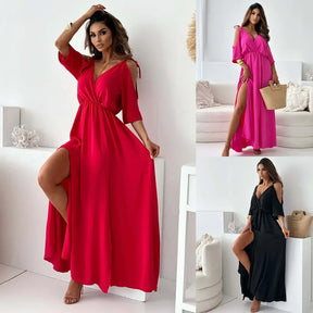 Vestido Sahara™ em Viscose Fluida com Ombros Vazados