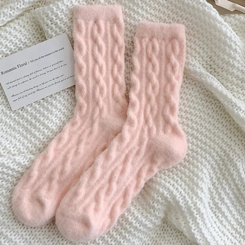 Kit de Meias Bella™ em Malha Felpuda com Trama Trançada