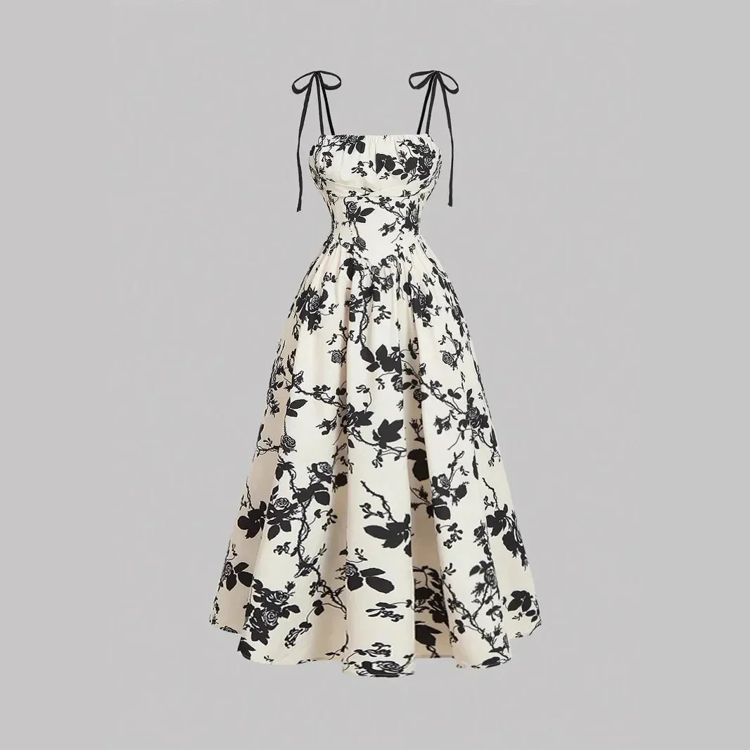 Vestido Violetta™ com Estampa Floral e Saia Ampla Confortável