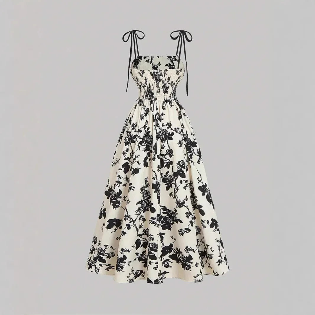 Vestido Violetta™ com Estampa Floral e Saia Ampla Confortável