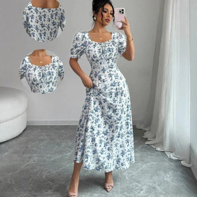 Vestido Camponesa Europeia™ em Algodão com Corte Evasê