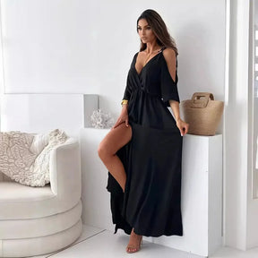 Vestido Sahara™ em Viscose Fluida com Ombros Vazados