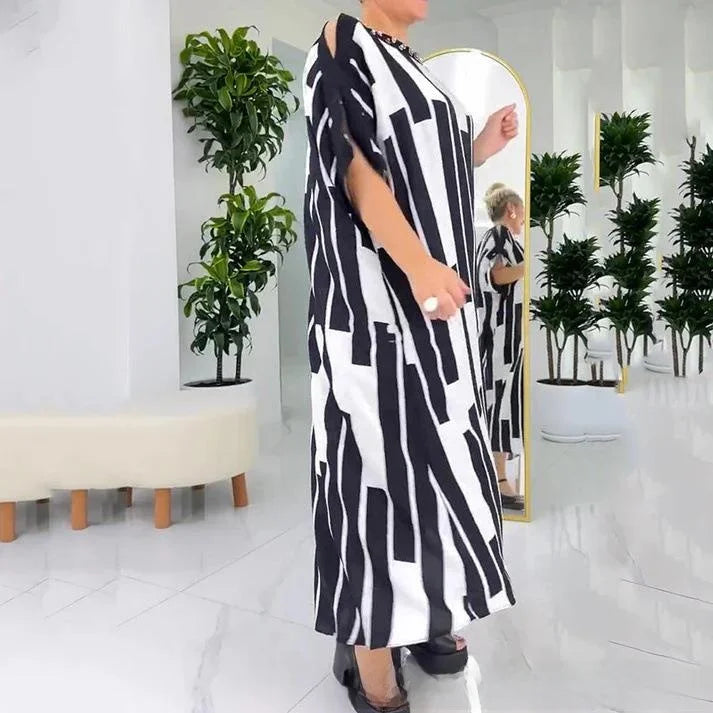 Vestido Palazzo™ Com Detalhe em Pedras e Caimento Estilo Túnica
