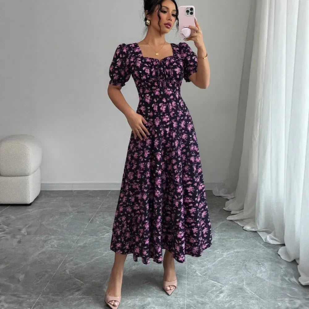 Vestido Camponesa Europeia™ em Algodão com Corte Evasê