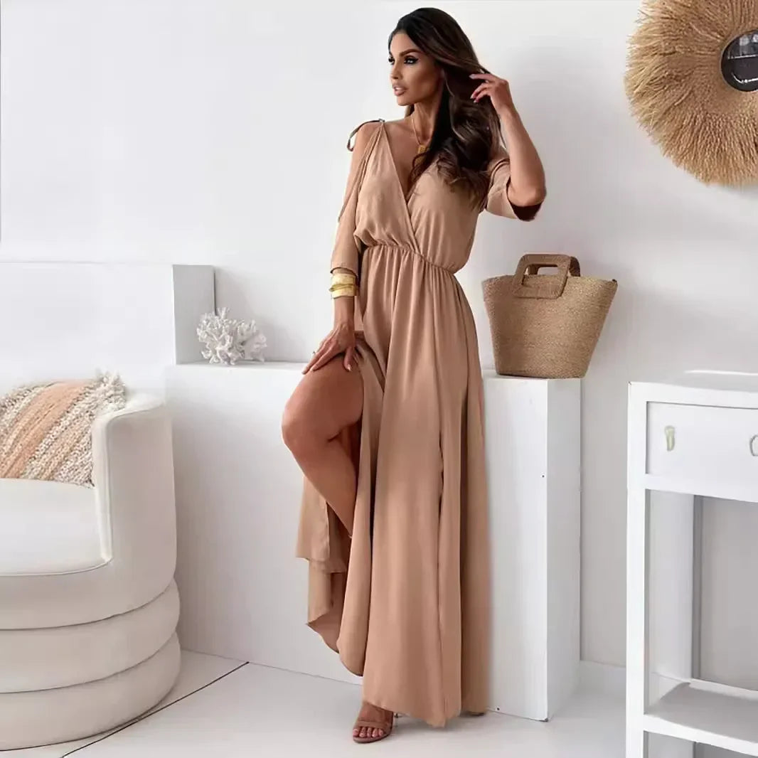 Vestido Sahara™ em Viscose Fluida com Ombros Vazados