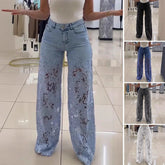 Calça Jeans Bethania™ em Denim Moderno com Renda Artesanal Floral