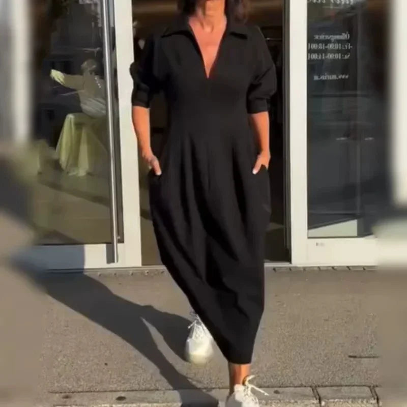 Vestido Alencar™ com Decote Chemise e Corte Midi Estruturado