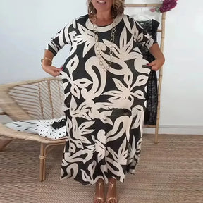 Vestido Mídi Longo Nerina™ com Estampa Floral Abstrata