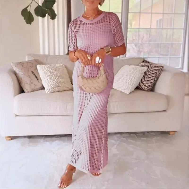 Conjunto Riviera™ com Vestido e Sobreposição Vazada em Crochê