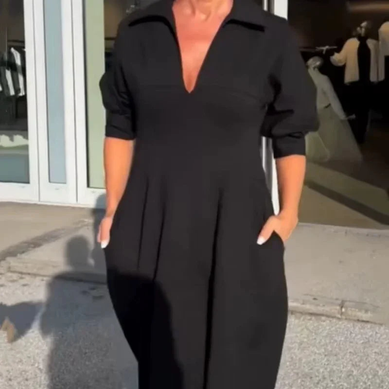 Vestido Alencar™ com Decote Chemise e Corte Midi Estruturado