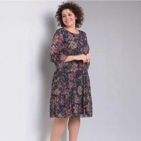 Vestido Luana Poème™ em Chiffon Premium com Mangas Bufantes