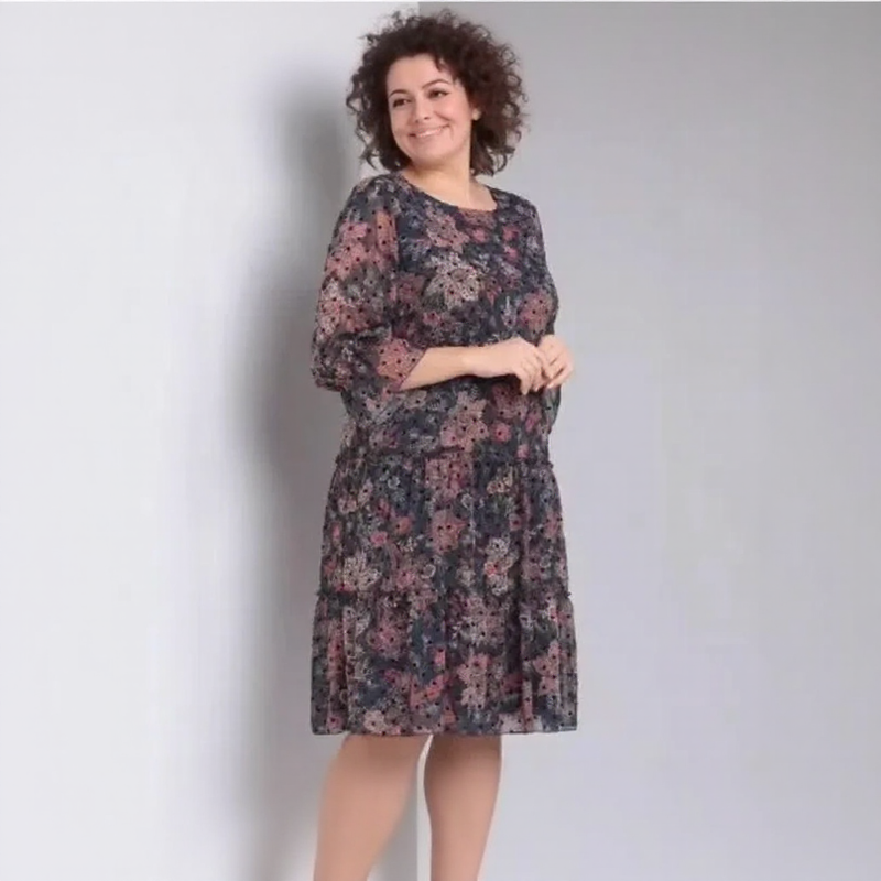 Vestido Luana Poème™ em Chiffon Premium com Mangas Bufantes