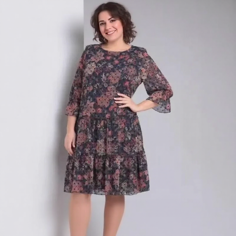 Vestido Luana Poème™ em Chiffon Premium com Mangas Bufantes