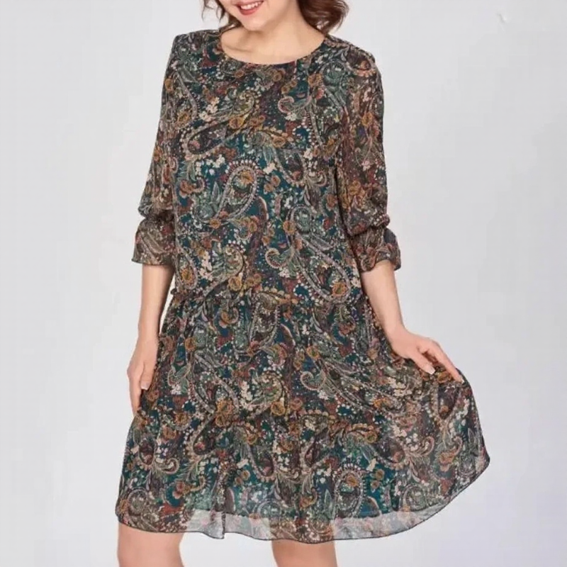 Vestido Luana Poème™ em Chiffon Premium com Mangas Bufantes