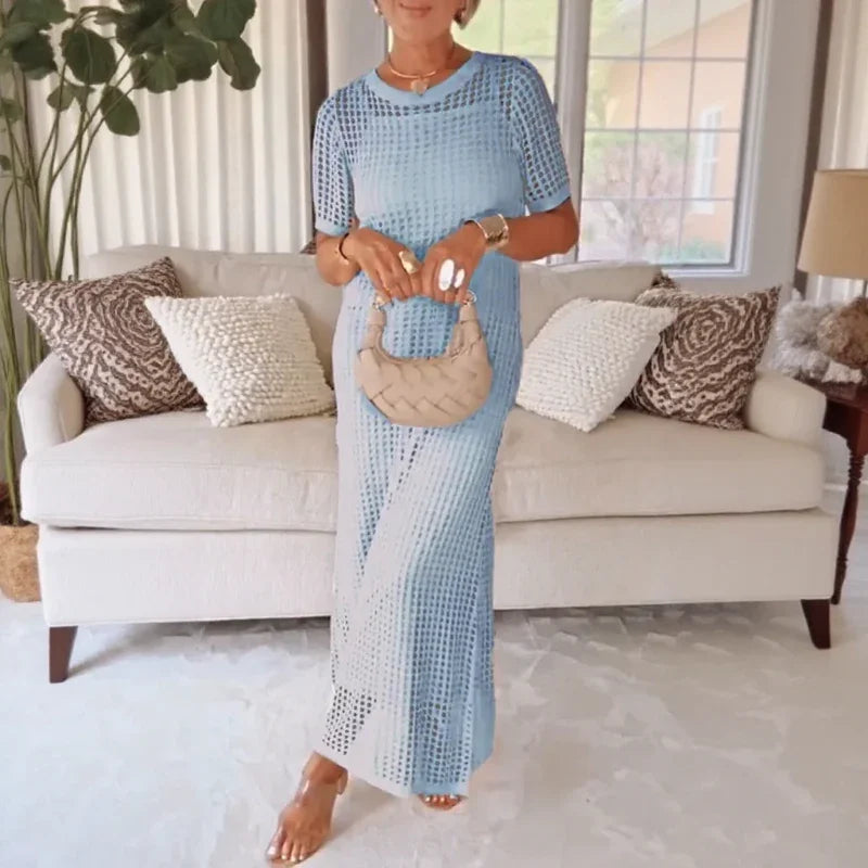 Conjunto Riviera™ com Vestido e Sobreposição Vazada em Crochê