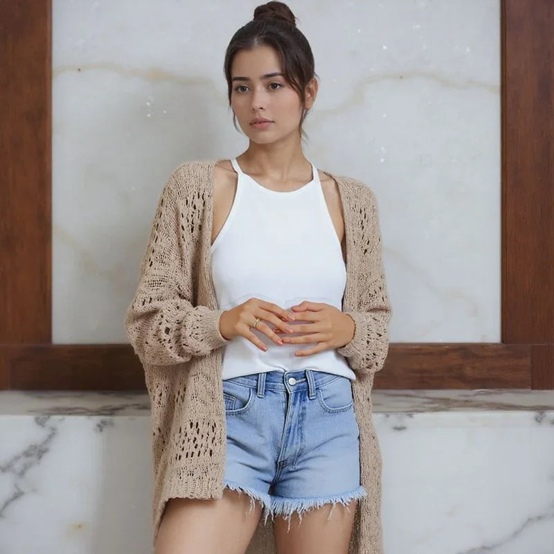 Cardigan Serena™ com Trama de Algodão Artesanal