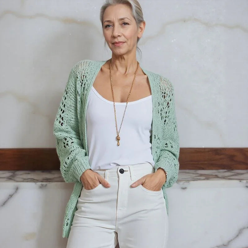 Cardigan Serena™ com Trama de Algodão Artesanal