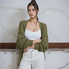 Cardigan Serena™ com Trama de Algodão Artesanal