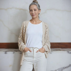 Cardigan Serena™ com Trama de Algodão Artesanal