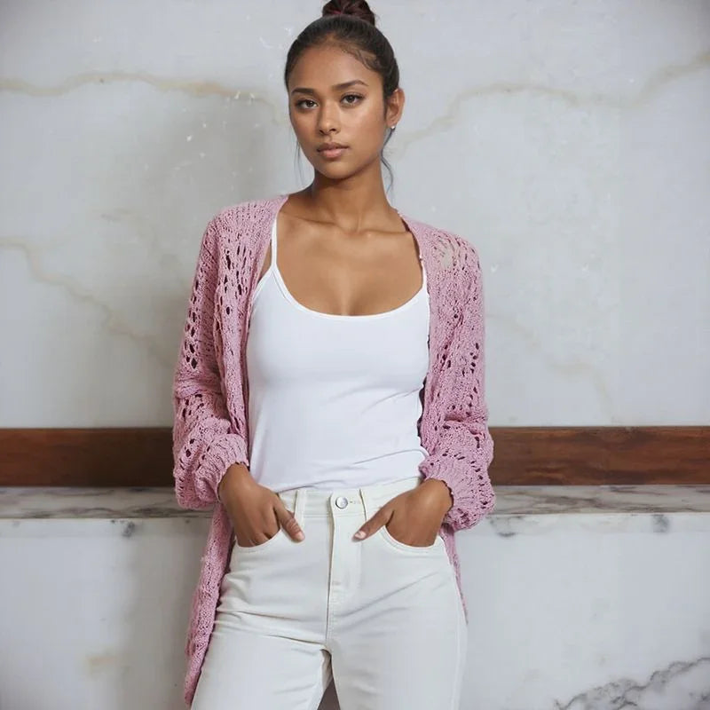 Cardigan Serena™ com Trama de Algodão Artesanal