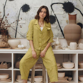 Conjunto PortoRico™ Design Listrado em Algodão Misto