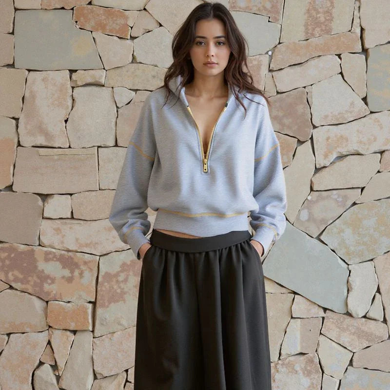 Moletom Cropped Kendall™ em Moletom Premium com Zíper Frontal
