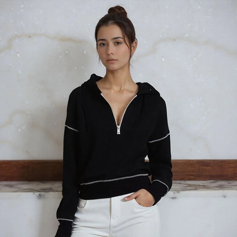 Moletom Cropped Kendall™ em Moletom Premium com Zíper Frontal