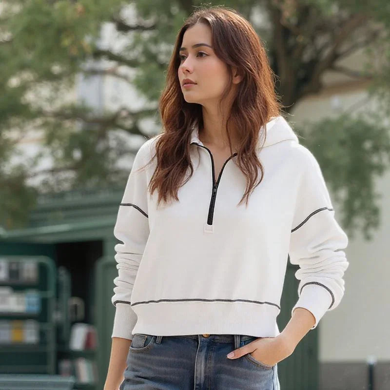 Moletom Cropped Kendall™ em Moletom Premium com Zíper Frontal