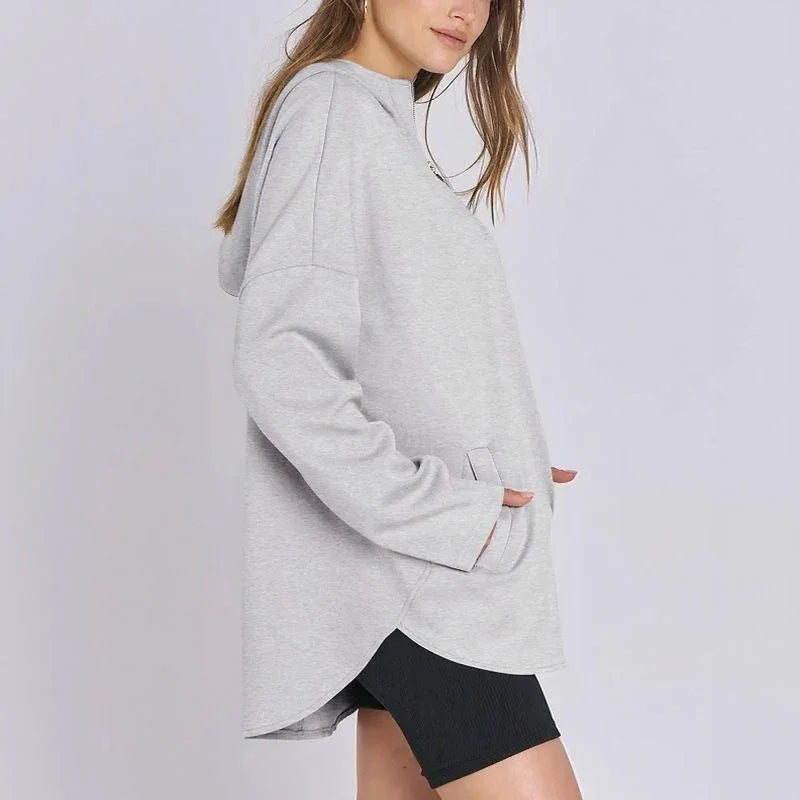 Moletom Estilo Túnica Aurelia™ em Malha Premium com Zíper ¼