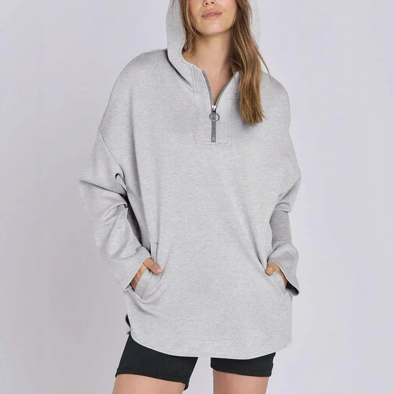 Moletom Estilo Túnica Aurelia™ em Malha Premium com Zíper ¼