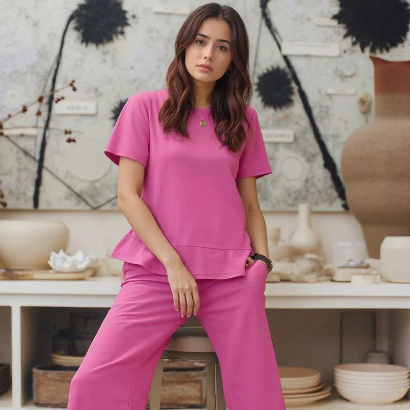 Conjunto Lounge Capri™ em Malha Premium com Calça Pantalona e Blusa Soltinha