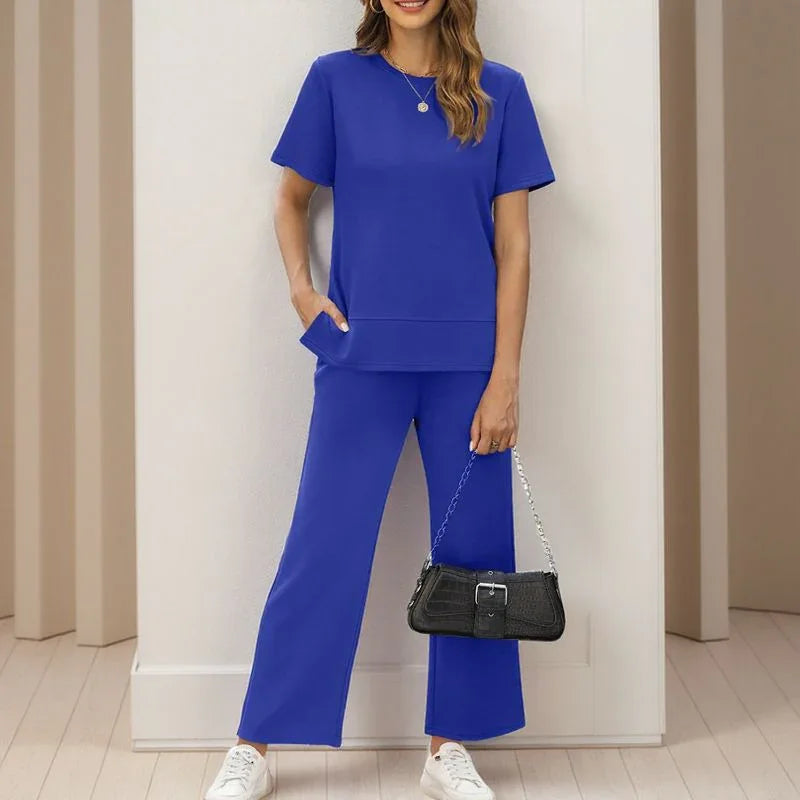 Conjunto Lounge Capri™ em Malha Premium com Calça Pantalona e Blusa Soltinha