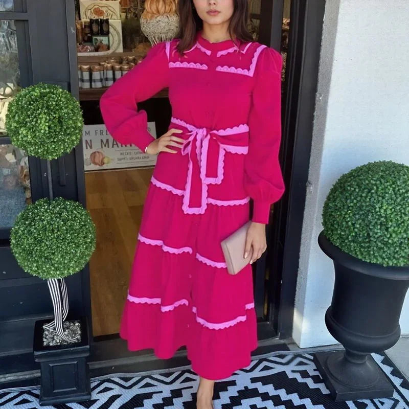 Vestido Walga™ Estilo Retrô Europeu em Veludo Cotelê