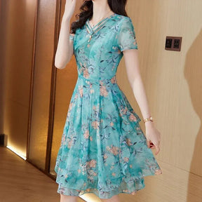 Vestido Bellevoile™ em Popelina Floral com Movimento Leve