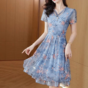 Vestido Bellevoile™ em Popelina Floral com Movimento Leve
